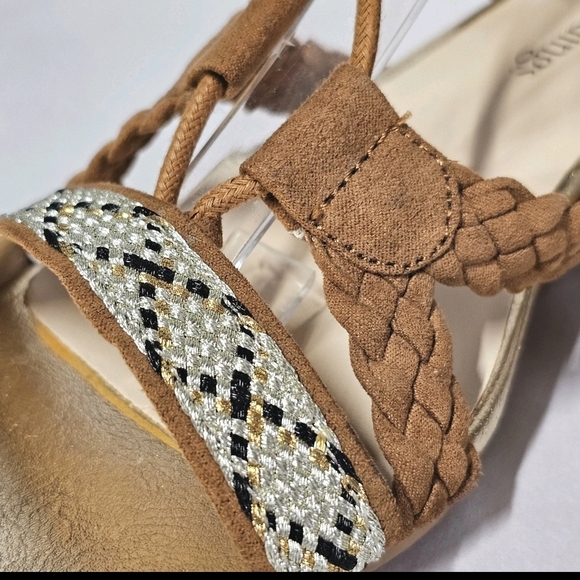 Soft Surroundings Brown 8M Low Wedge Strappy Summer Vacation  Strappy  Sandals - Picture 8 of 10